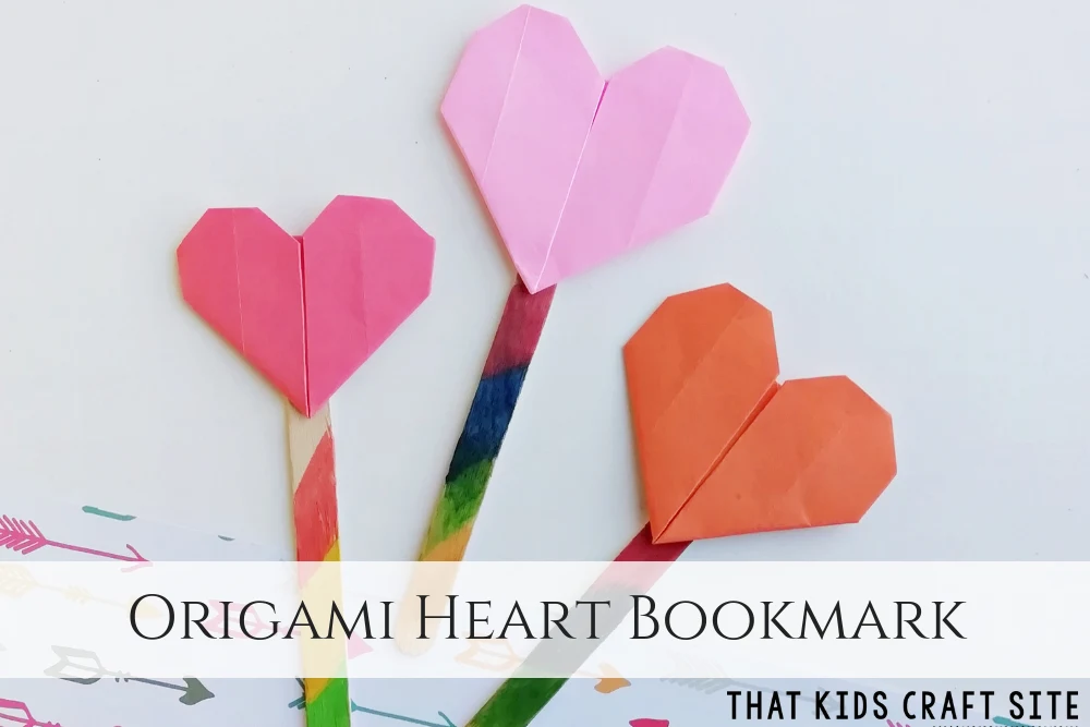 Origami Heart Bookmark Craft for Kids - ThatKidsCraftSite.com