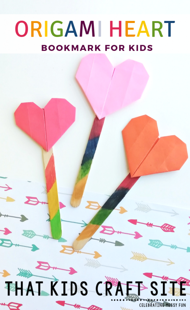 Paper Heart Craft - Easy Heart Origami Bookmarks (simple STEAM Valentines)