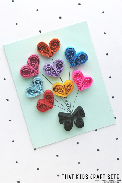 Paper Quilling Heart Card Valentine's Day Craft for Tweens - Crafts for Kids - ThatKidsCraftSite.com
