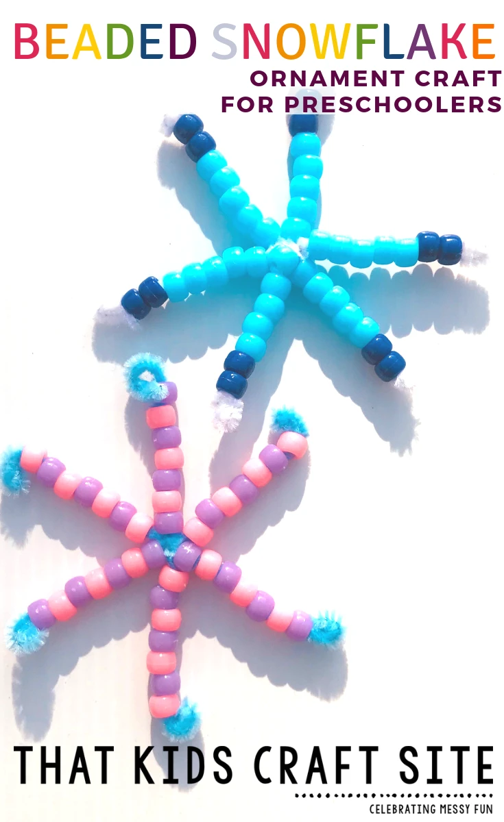 Beaded Snowflake Ornament Craft for Preschoolers - ThatKidsCraftSite.com