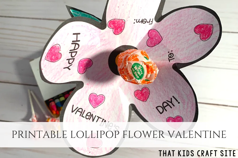 Printable Lollipop Flower Card - Cute Valentine's Day Cards for Kids - ThatKidsCraftSite.com
