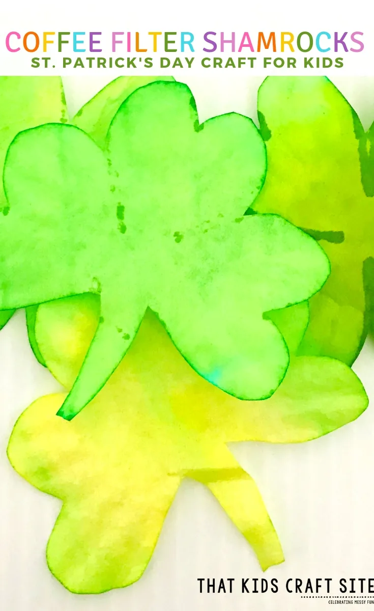 Coffee Filter Shamrock Craft for Preschool - This Easy St Patrick's Day Craft for Kids is perfect for toddlers through tweens! - ThatKidsCraftSite.com