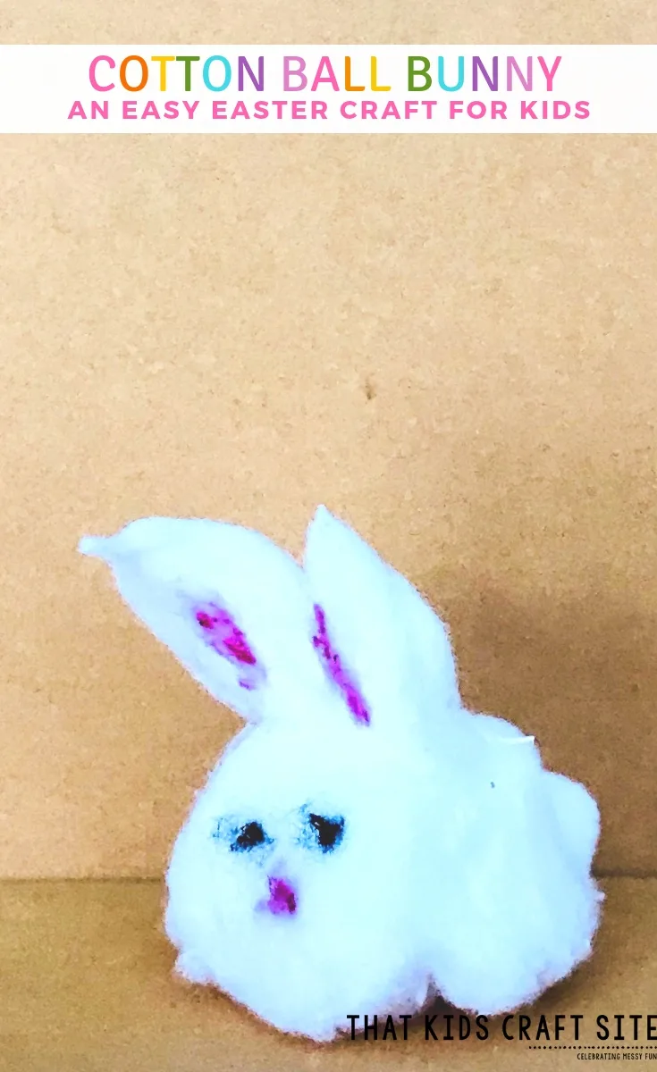 Cotton Ball Bunny Easter Craft for Kids - ThatKidsCraftSite.com