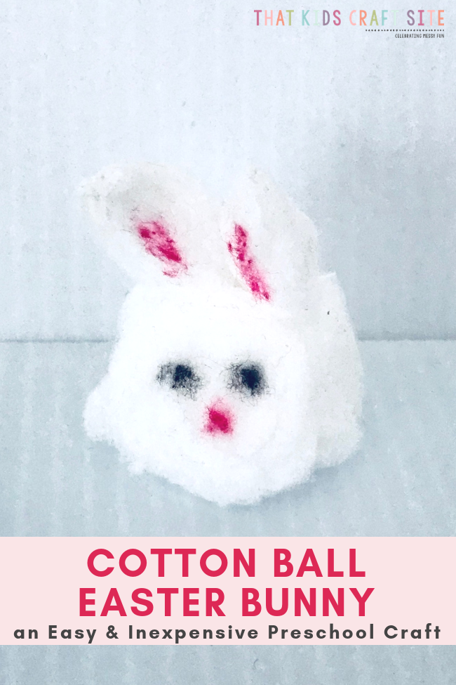 Cotton Ball Easter Bunny - an Easy and Inexpensive Preschool Craft for Easter - Craft for Kids - ThatKidsCraftSite.com