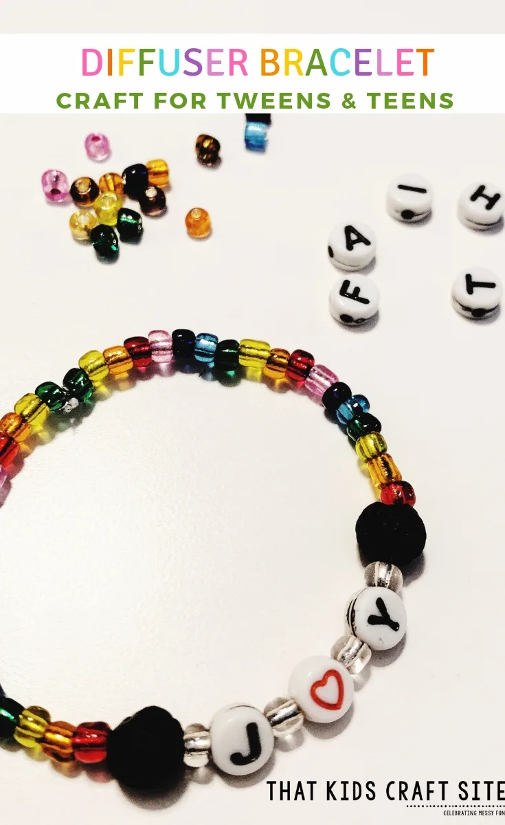 Diffuser Bracelet Craft for Tweens and Teens - Make Your Own Lava Stone Diffuser Bracelet for Essential Oils - ThatKidsCraftSite.com #essentialoils #diffuser #eos #eo #essentialoil #bracelet #tweencrafts #teencrafts