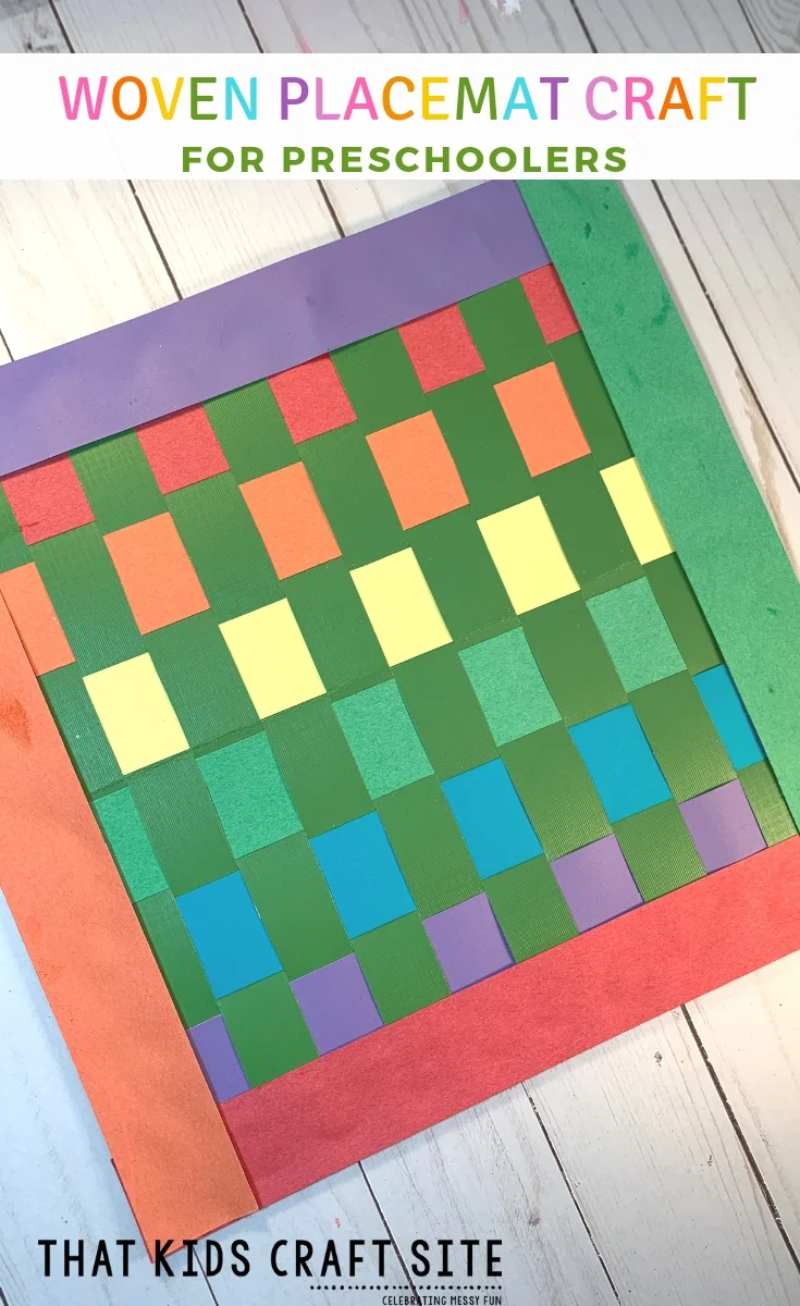 Preschool Craft - Woven Rainbow Placemat Craft for Kids - Great for a St Patrick's Day Craft - ThatKidsCraftSite.com