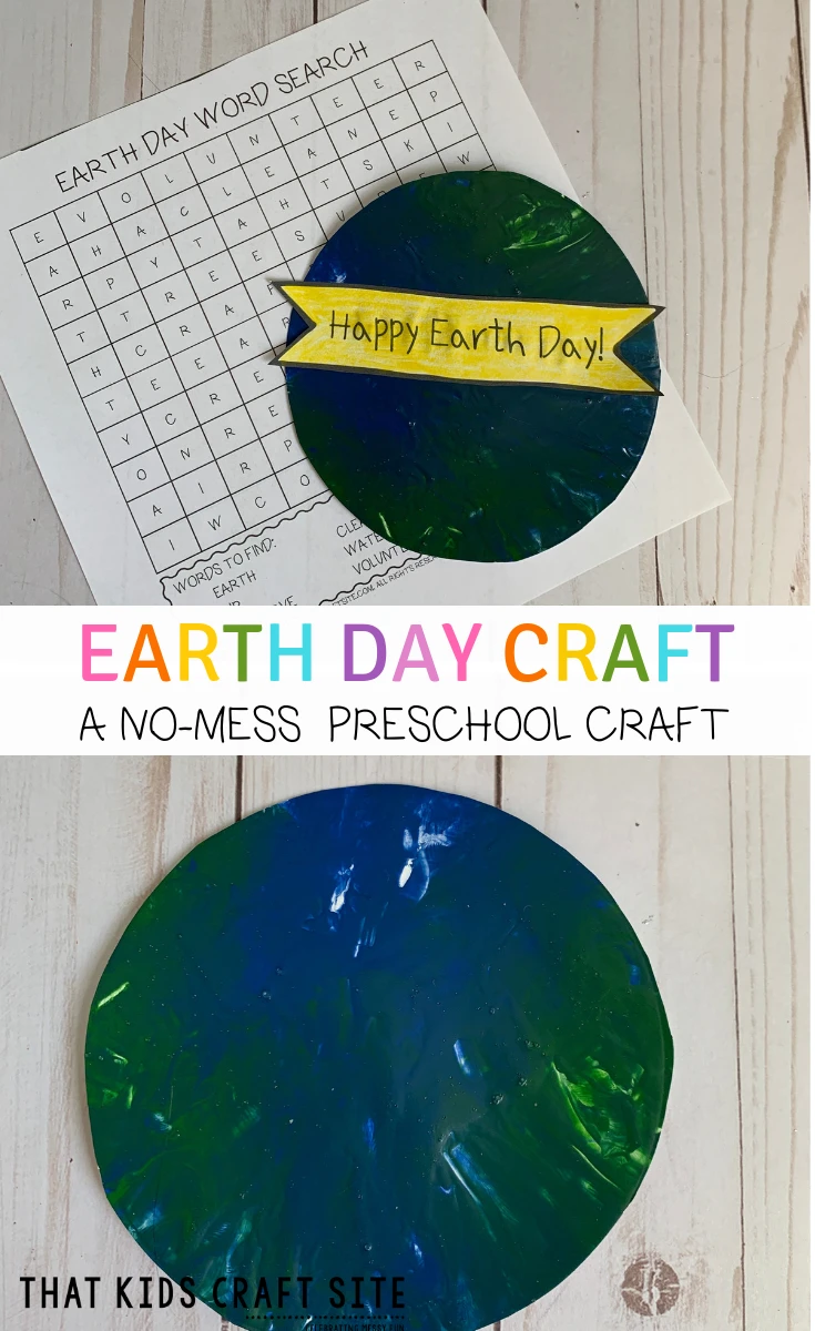 Earth Day Craft - A No-Mess Preschool Craft for Earth Day - Painting Earth Day Preschool Craft for Kids - ThatKidsCraftSite.com