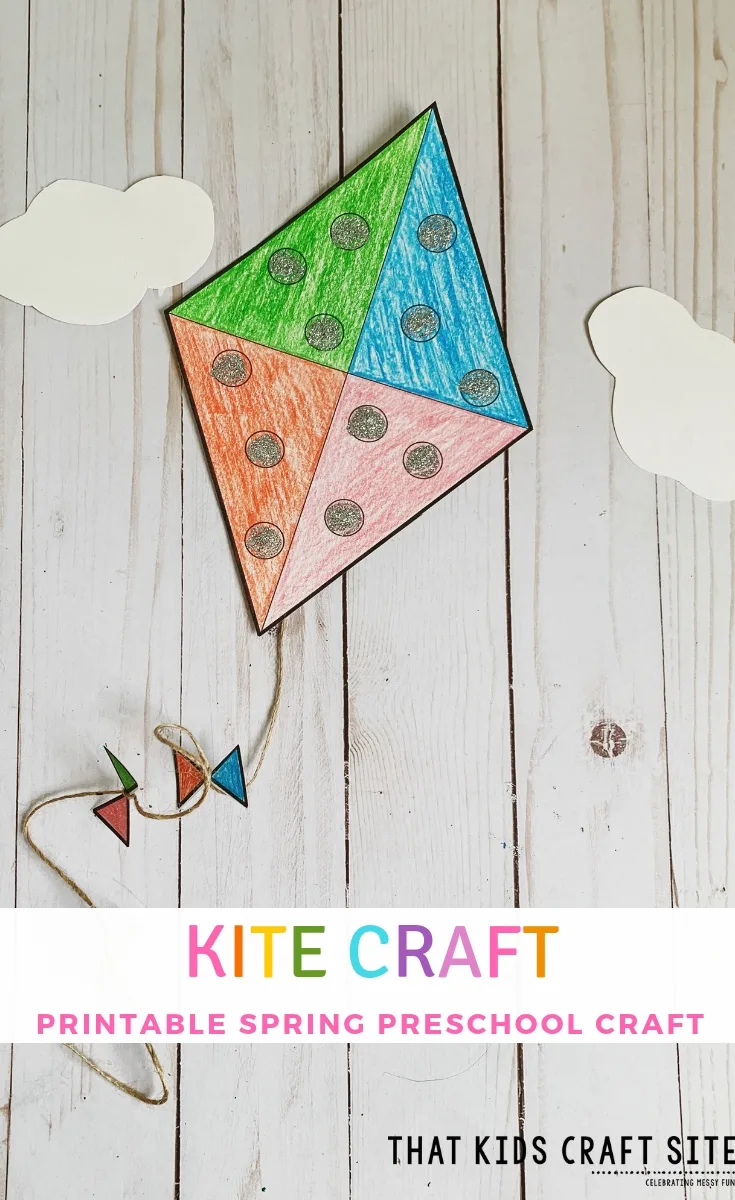 Kite Craft for Preschoolers - a Printable Spring Craft for Preschool Kids - ThatKidsCraftSite.com