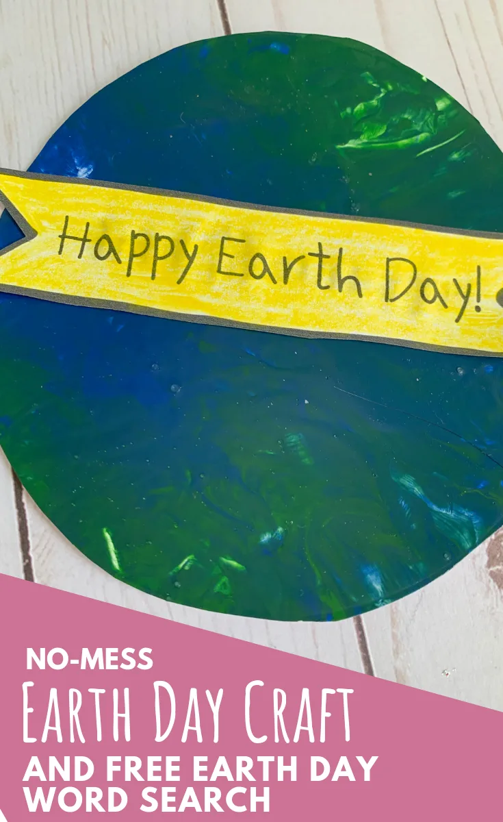 No-Mess Painting Earth Day Craft and Free Printable Earth Day Word Search for Kids - Preschool Crafts for Kids - ThatKidsCraftSite.com