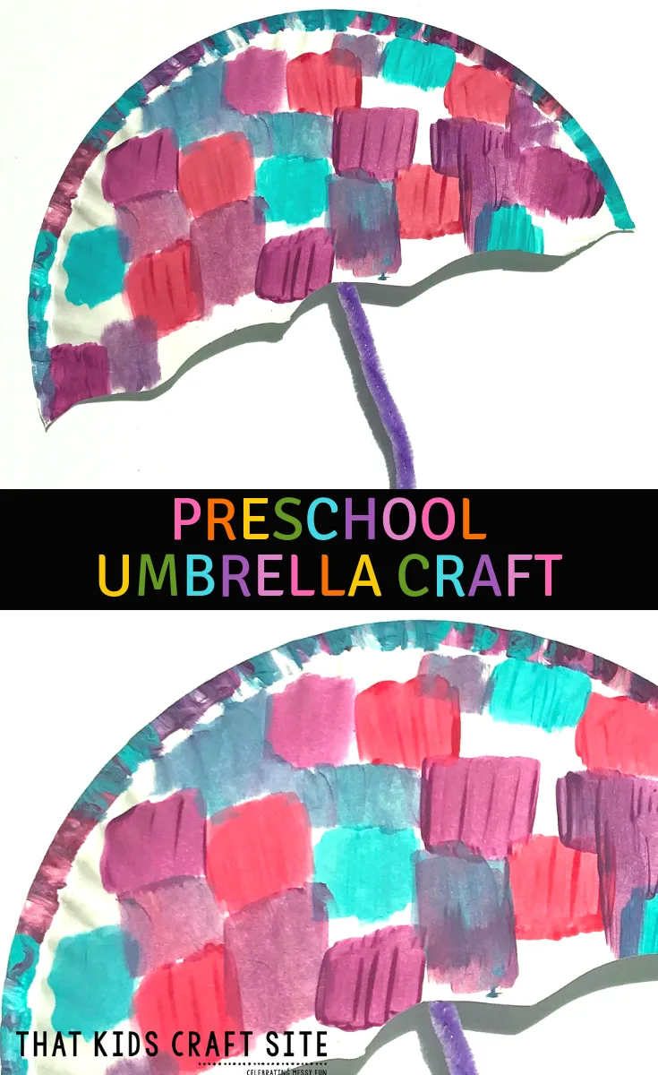 Paper Plate Umbrella Craft - a Preschool Craft for Kids - ThatKidsCraftSite.com