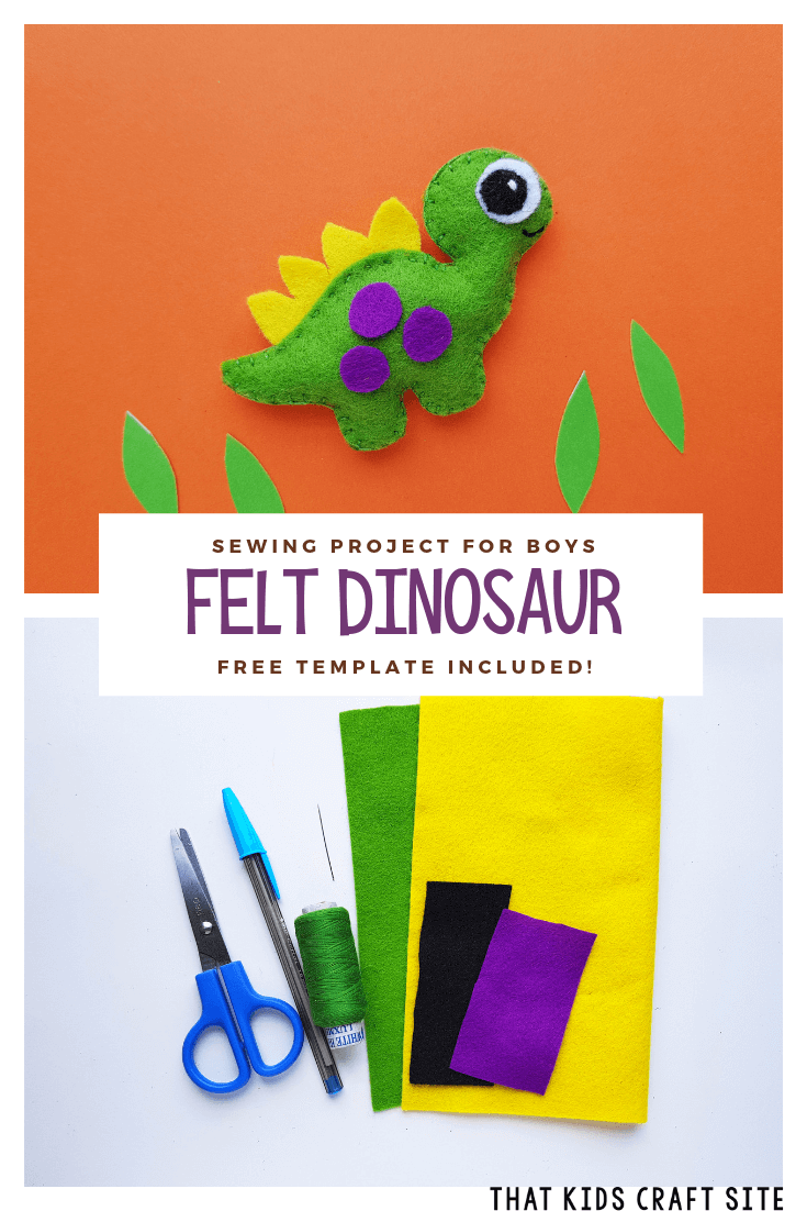 Sewing Project for Boys - Felt Dinosaur Template Included