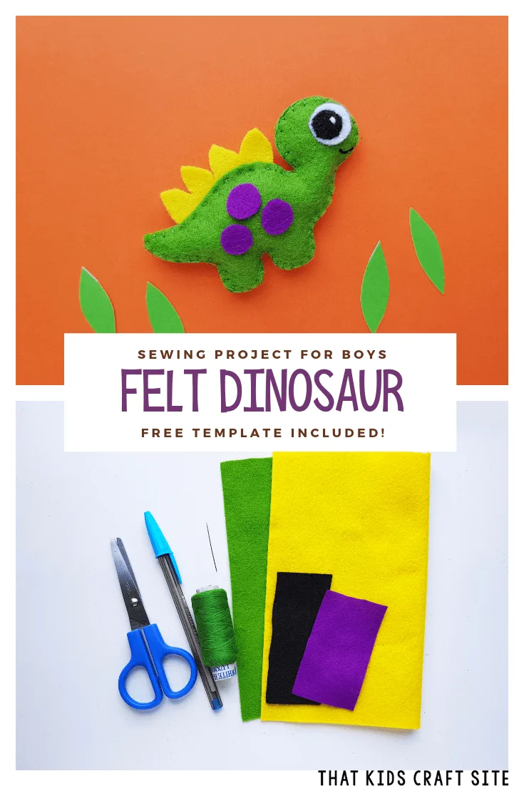 Sewing Project for Boys - Felt Dinosaur Template Included