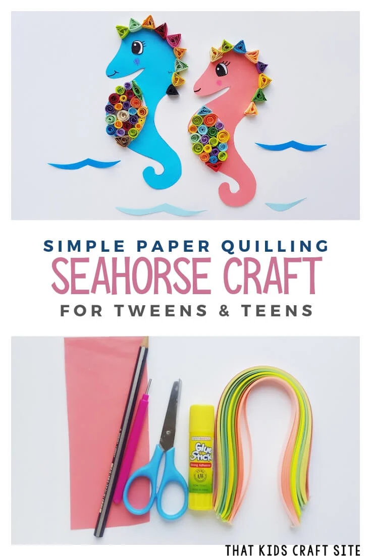 Simple Paper Quilling Seahorse Craft for Tweens and Teens - ThatKidsCraftSite.com