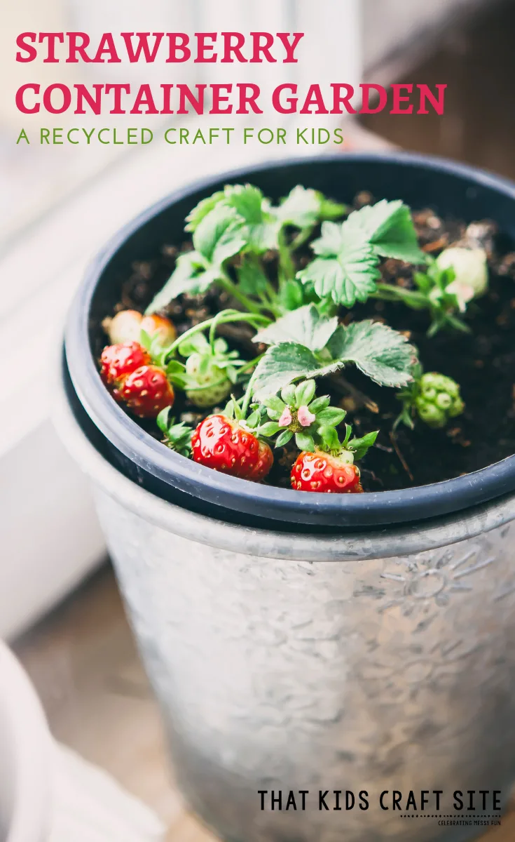 Strawberry Container Garden Recycled Craft - Recycled Crafts for Kids - ThatKidsCraftSite.com