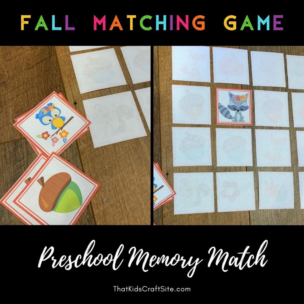 fall matching game a printable preschool game that