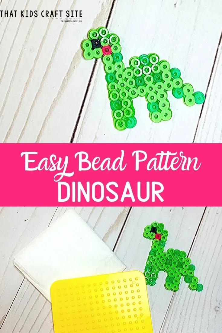 Dino Perler Bead Pattern for Kids - an Easy Perler Bead Pattern - ThatKidsCraftSite.com
