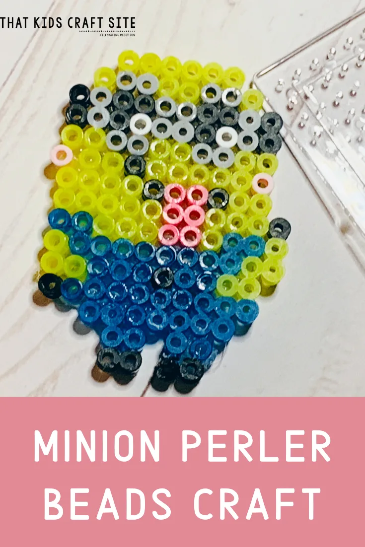 Minion Perler Beads Craft for Kids Plus a free printable minion pattern