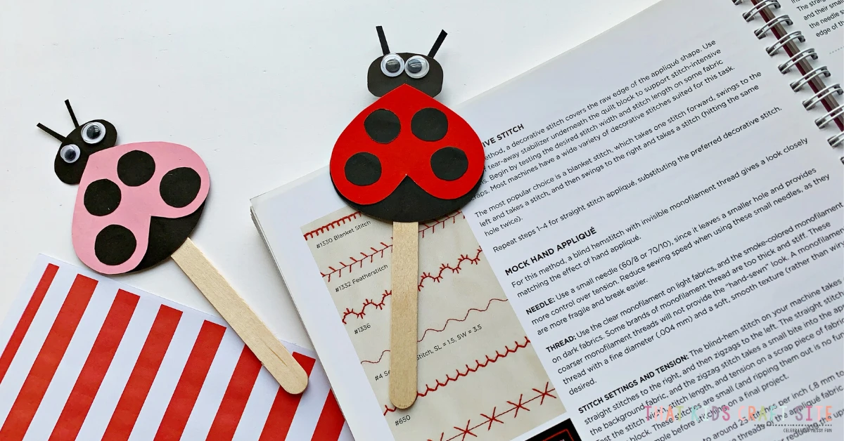 Ladybug Craft - Make a ladybug bookmark for home or for school! Get the free printable template at ThatKidsCraftSite.com