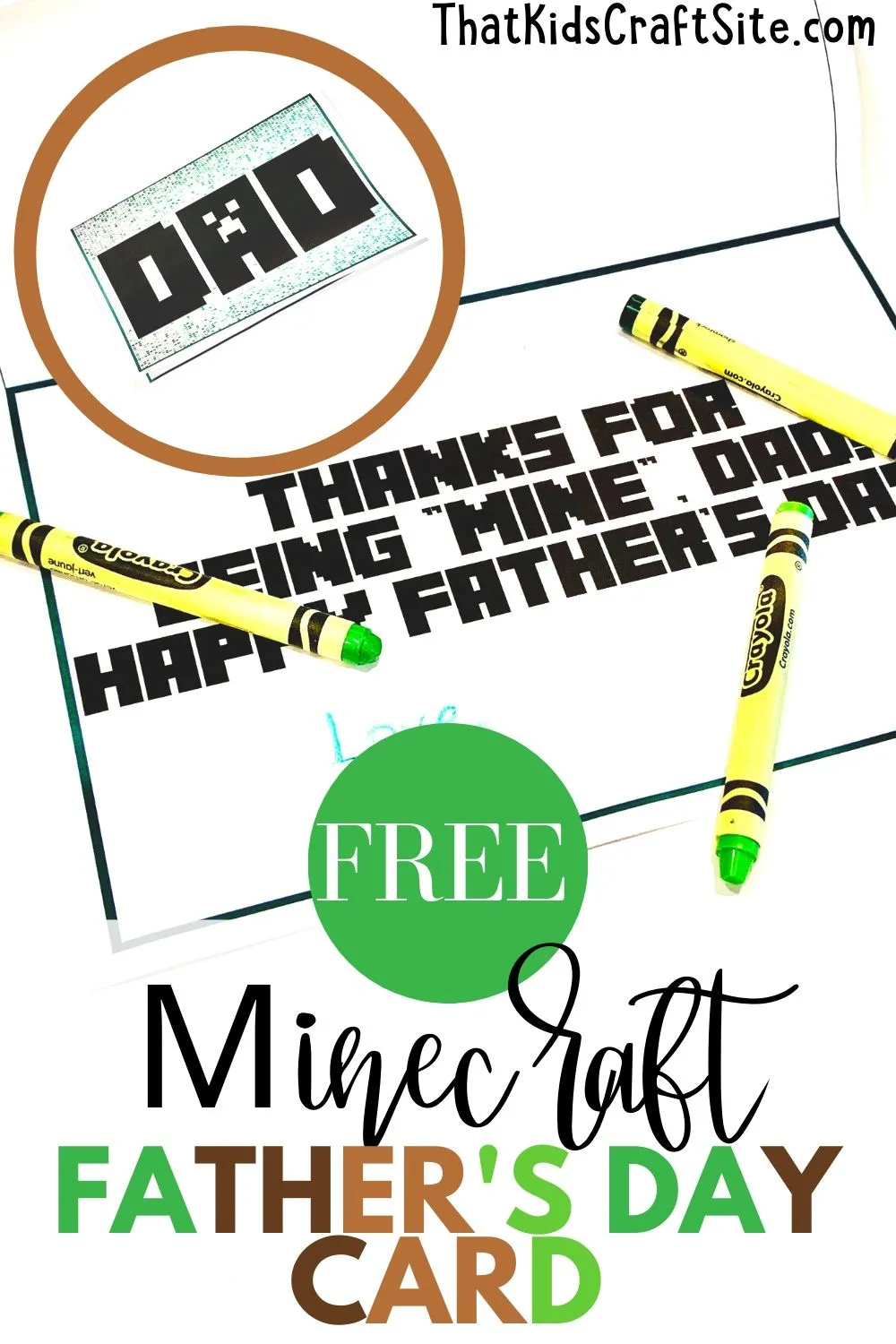 Free Minecraft Father's Day Card for Kids from That Kids' Craft Site