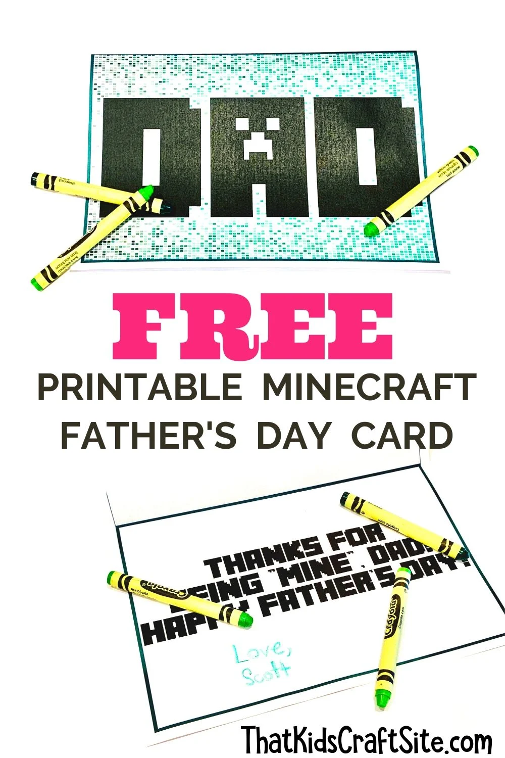 Free Printable Minecraft Father's Day Card