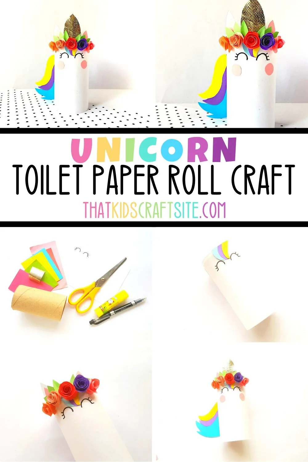Unicorn Toilet Paper Roll Craft for Kids - a Fun Recycled Craft for Kids- ThatKidsCraftSite.com