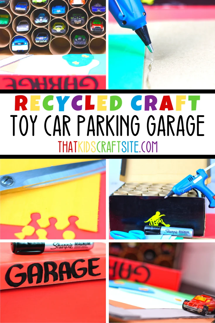 Toy Car Parking Garage Recycled Craft Using Toilet Paper Tubes and Shoe Boxes