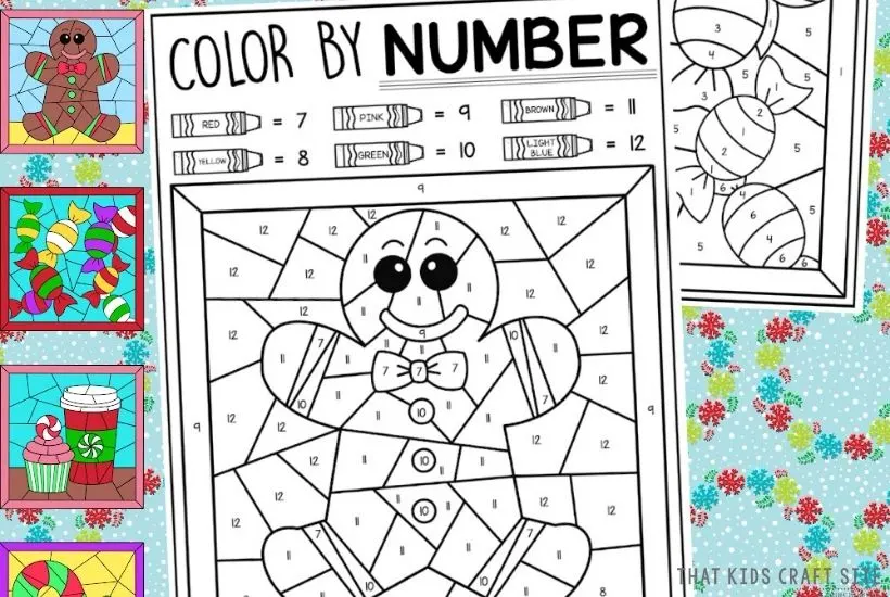 Winter & Christmas Color By Number Pages for Kids {Free Printables