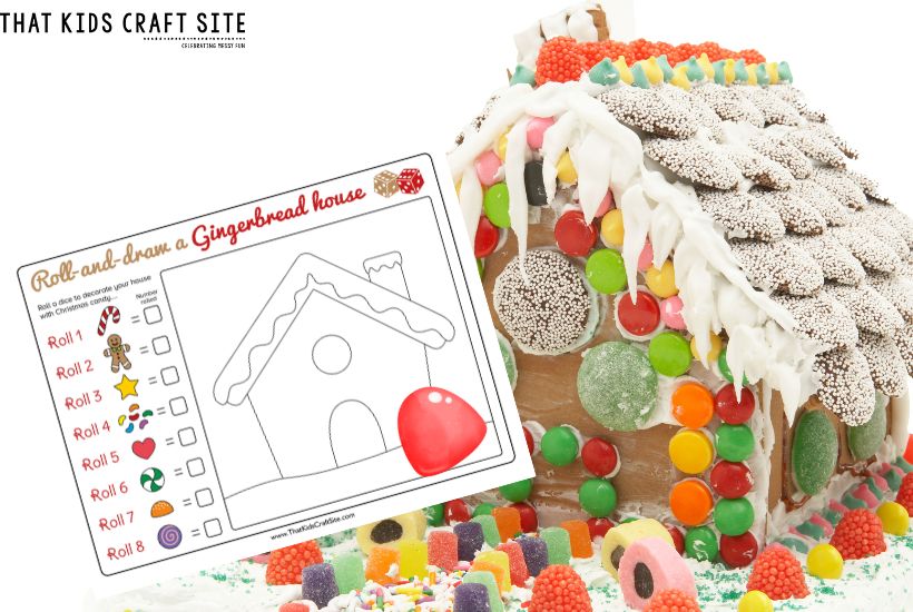 Roll and Draw a Gingerbread House Printable