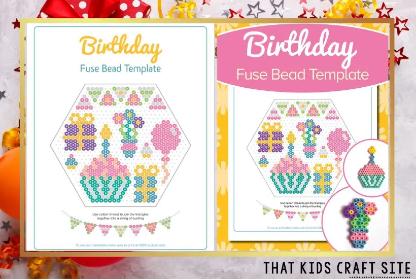 Buy Birthday Party Fuse Bead Template, Hama Perler Nabbi Craft Gift,  Cupcake Present Flowers Bunting Balloon Cake, Small World Play Activity  Online in India 