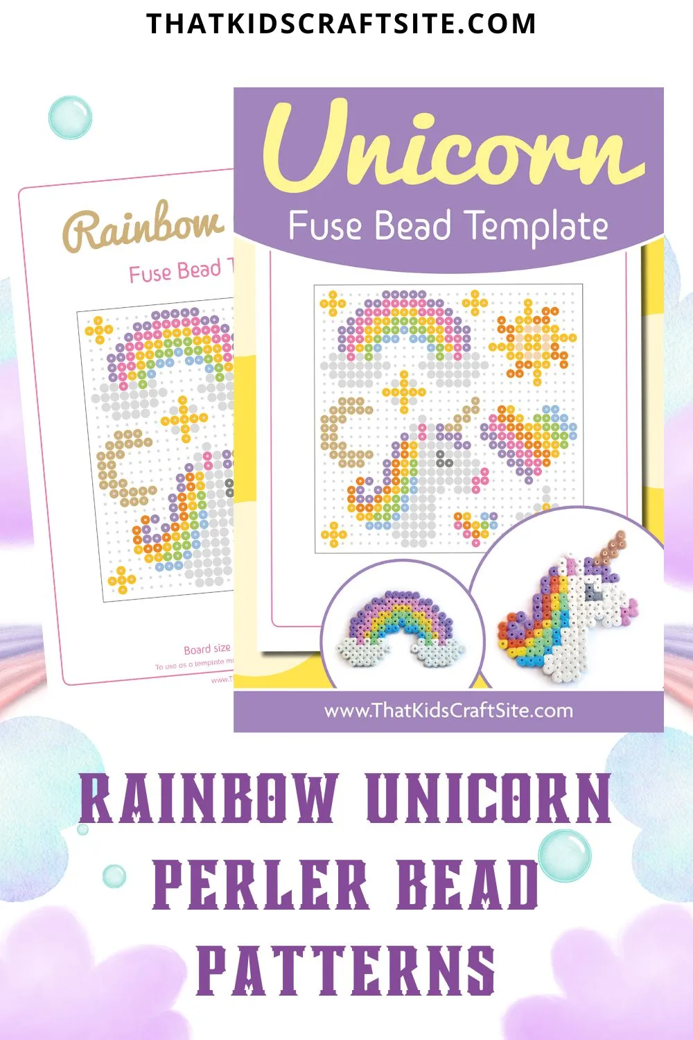 Rainbow Unicorn Perler Fuse Bead Craft Template